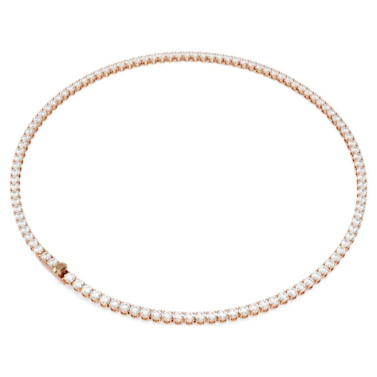 Matrix Tennis necklace Round cut, White, 18K rose gold finish